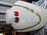 Cercei noi cristale Bohemia, email multicolor , colier deosebit