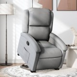 VidaXL Fotoliu rabatabil cu ridicare, gri deschis, material textil