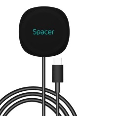 Incarcator wireless Spacer, Quick Charge 15W Qi, conector Type-C, rol foto