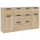 Set servanta, 3 piese, stejar sonoma, lemn prelucrat