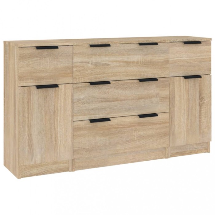 Set servanta, 3 piese, stejar sonoma, lemn prelucrat