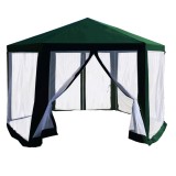 Pavilion cort pentru gradina, 3,9x2,5x3,9m, verde alb, RINGE TIP 1 6 laturi