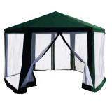 Pavilion cort pentru gradina, 3,9x2,5x3,9m, verde alb, RINGE TIP 1 6 laturi