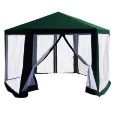 Pavilion cort pentru gradina, 3,9x2,5x3,9m, verde alb, RINGE TIP 1 6 laturi foto
