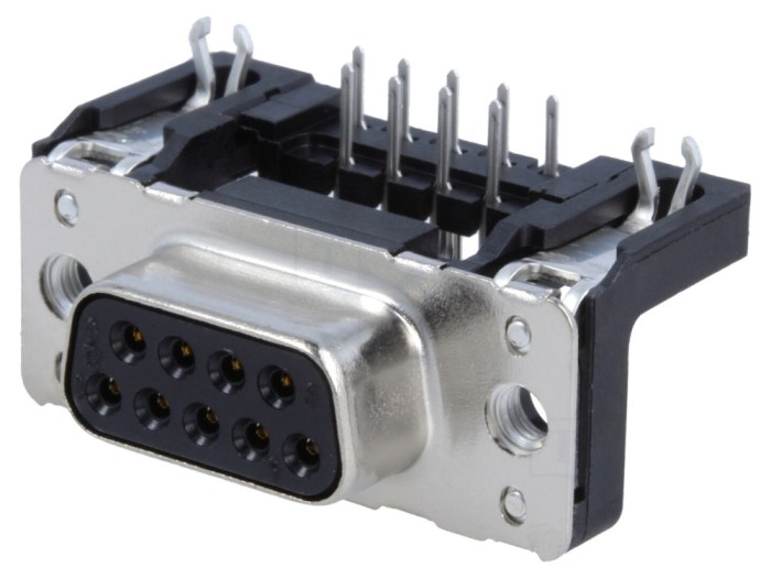 Conector D-Sub 9 Pin Mamă 90&deg; THT