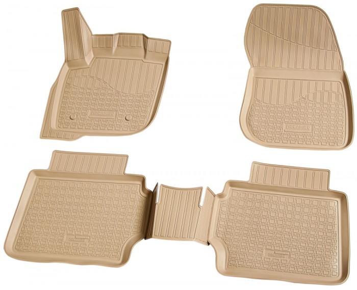 Set de 5 covorase bej cauciuc 3D stil tavita premium pentru Ford Mondeo 5,V din 2014