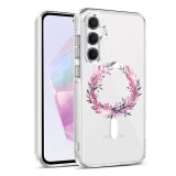Husa pentru samsung galaxy a55 5g, atasare magnetica, magsafe, pink wreath 5, clear