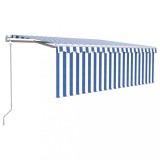 Cumpara ieftin Copertina retractabila automat cu stor, albastru&amp;alb, 4,5x3 m