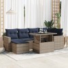 VidaXL Set canapele grădină cu perne 7 piese gri poliratan/lemn acacia 3326352