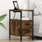 vidaXL Dulap de noapte Stejar afumat 30 x 48 x 61 cm Lemn compozit