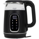 Fierbator de apa Adler AD 1305BS, 1.7 l, 2200 W, Afisaj LED, Baza pivotanta 360, Filtru calcar, 5 presetari, Negru/Argintiu