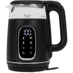 Fierbator de apa Adler AD 1305BS, 1.7 l, 2200 W, Afisaj LED, Baza pivotanta 360, Filtru calcar, 5 presetari, Negru/Argintiu