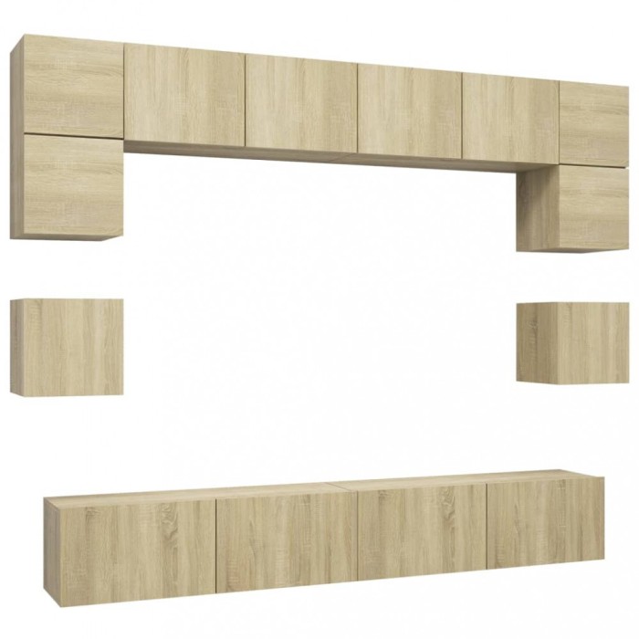 vidaXL Set de dulapuri TV, 8 piese, stejar sonoma, PAL