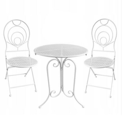 Set mobilier gradina/terasa, metal, alb, 1 masa, 2 scaune, Linda GartenVIP DiyLine foto