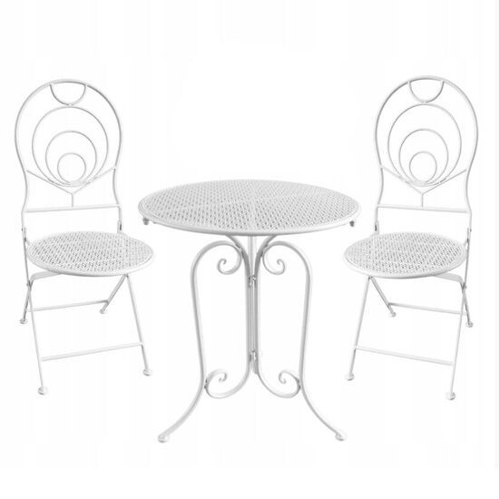 Set mobilier gradina/terasa, metal, alb, 1 masa, 2 scaune, Linda GartenVIP DiyLine