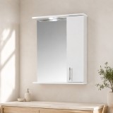 Oglinda Baie cu Dulap GN0201, Dreptunghiulara, PAL, Iluminare LED, 2 Rafturi, 55 cm, Alb