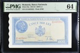 5000 lei martie 1945 PMG64 UNC bancnota gradata