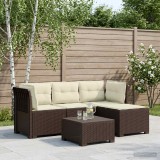 Cumpara ieftin Sofa de Gradina 4-Locuri cu Perne Aspect Ratan PP Maro