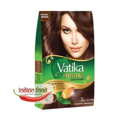 VATIKA Henna Hair Colour - Natural Brown (Vopsea de Par cu Henna Saten) 60g foto