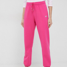Dkny pantaloni de trening femei, culoarea roz, neted