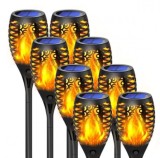 Cumpara ieftin Set 8 Lampi Solare Tip Torta cu Efect Flacara, 49cm, IPF, LED, Negru, Gradina, Exterior, Autonomie 12h, Senzor Crepuscular, IP65