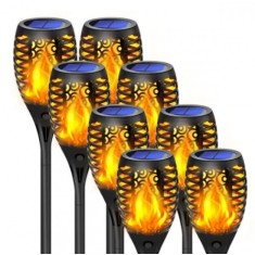 Set 8 x Lampa solara tip torta cu efect flacara 49 cm