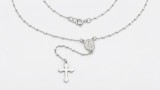 COLIER ROZARIU ARGINT 925 - LANTISOR RELIGIOS CU CRUCE SI MEDALION FECIOARA MARIA