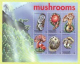 Dominica 2001 - Flora , Ciuperci , Bloc 6 valori , dantelate , MNH , Mi.3182-3187 Kb.