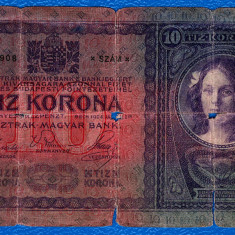 (1) BANCNOTA AUSTRO-UNGARIA - 10 KRONEN / KORONA / COROANE 1904, UZATA