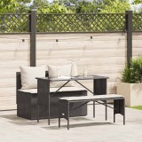 VidaXL Set mobilier de grădină cu perne, 3 piese, negru, poliratan 4104181