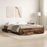 VidaXL Rama de Pat cu Sertare Lemn vechi Lemn ingineresc 140 x 200 cm
