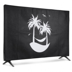 Husa de praf pentru televizor 55 inch, Kwmobile, Negru/Alb, Textil, 51992.08