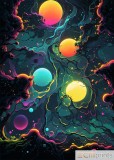 Tablou &bdquo;Celestial Orbs&rdquo; - Print Digital - P&acirc;nză Bumbac 100% pe Șasiu din lemn