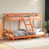 VidaXL Pat supraetajat 80x200/120x200 cm maro ceruit lemn masiv de pin