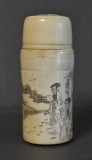 Cutie veche din os pentru greieri gravata cu o scena populara chinezeasca - China secol XIX