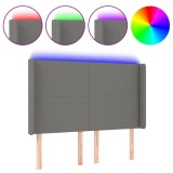 Cumpara ieftin Tablie de pat cu LED, gri inchis, 147x16x118/128 cm, textil