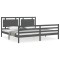 Cadru pat cu tablie 200x200 cm, gri, lemn masiv