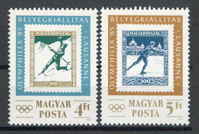 Ungaria 1985 Mi 3743/44 - Expozitia internationala de timbre OLYMPHILEX foto