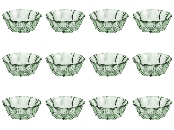 Set boluri, 12 piese, 290 ml, Plastic, Verde