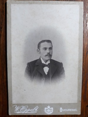 FOTOGRAFIE VECHE DE CABINET - BUCURESCI - ATEL. FOTO. W. OPPELT - INCEPUT 1900 foto