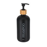 Dispenser Sampon 500Ml Sticlă/ Bambus &ndash; Negru Mat