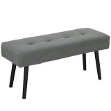 HOMCOM Bancă Tapițată din Catifea cu Șezut Căptușit și Picioare din Oțel, 100x36x45 cm, Gri | Aosom Romania