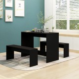 Gossi set mobilier de bucatarie, 3 piese, negru, pal