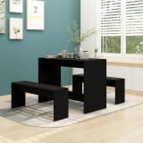 Set mobilier de bucatarie, 3 piese, negru, PAL GartenMobel Dekor, vidaXL