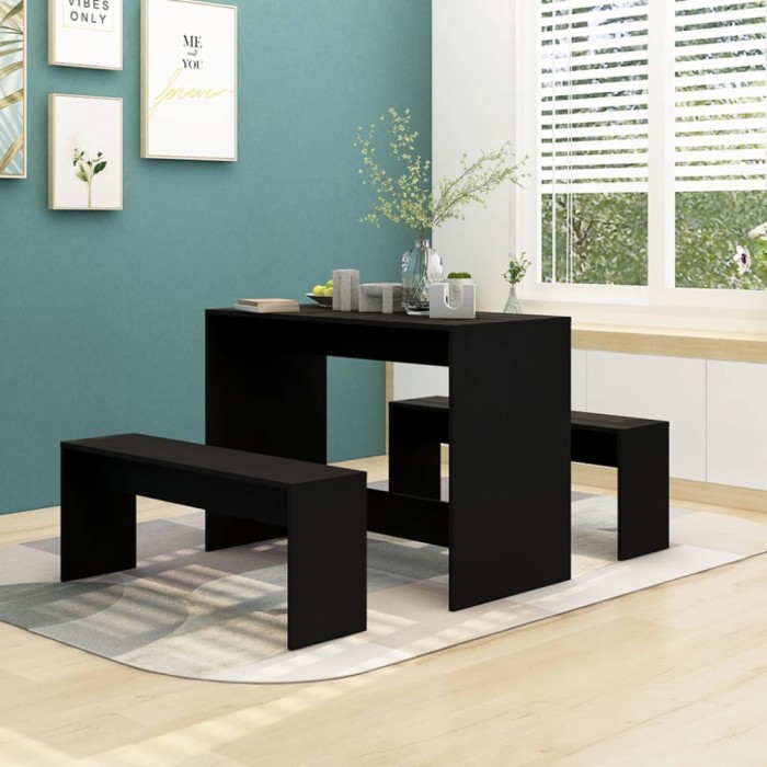 Gossi set mobilier de bucatarie, 3 piese, negru, pal