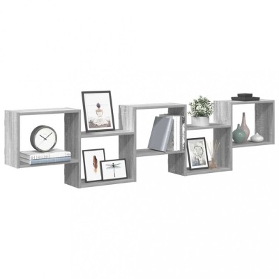 vidaXL Raft cubic perete cu 5 compartimente sonoma gri lemn prelucrat 860000 foto