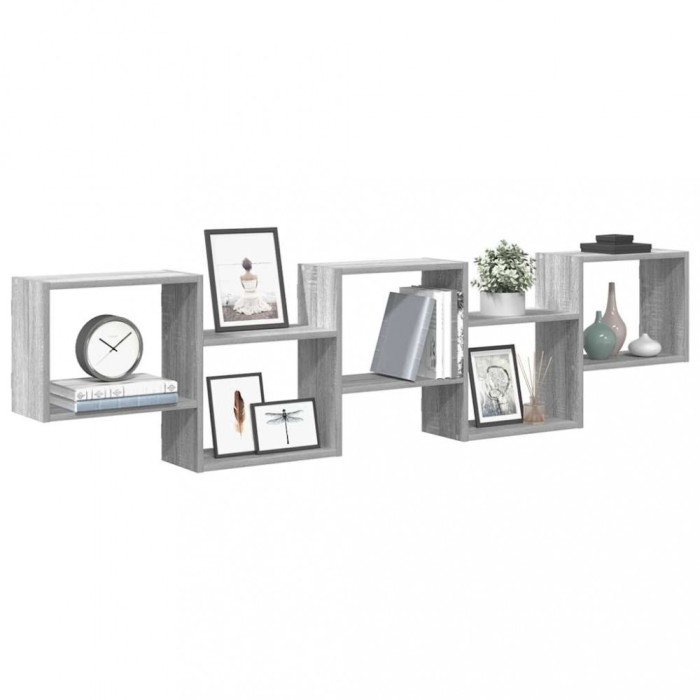 vidaXL Raft cubic perete cu 5 compartimente sonoma gri lemn prelucrat 860000