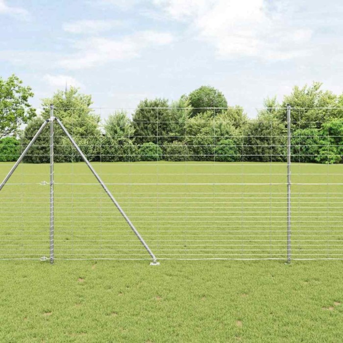 Gard pentru c&acirc;mp Argintiu 25 x 1.6 m Oțel galvanizat