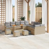 Cumpara ieftin Set de canapele pentru grădină cu pernă 14 pcs Bej, Gri deschis