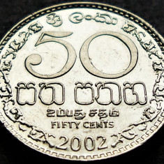 Moneda exotica 50 CENTI - SRI LANKA, anul 2002 * cod 394 = A.UNC